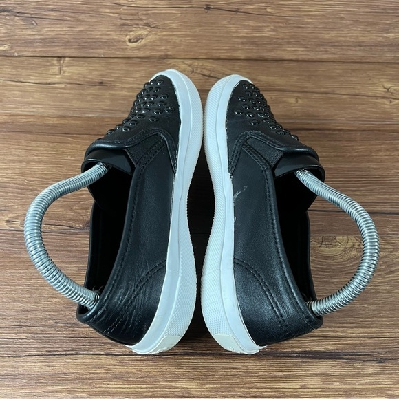 Coach Chrissy Rivets Black Leather Studded Slip-On Sneakers Women’s Size 6.5 - Picture 3 of 11